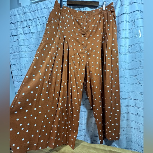 Anthropologie Pants - Anthropologie Rust Polka Dot Wide-Leg Pants